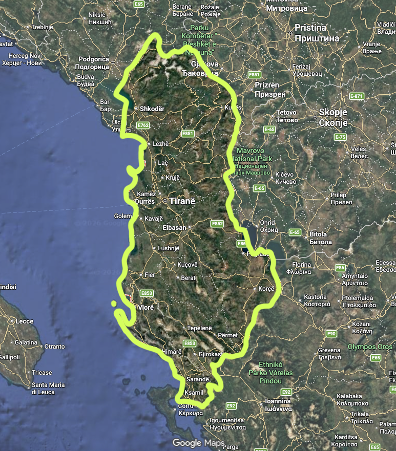 Map of Albania highlighting ministry regions