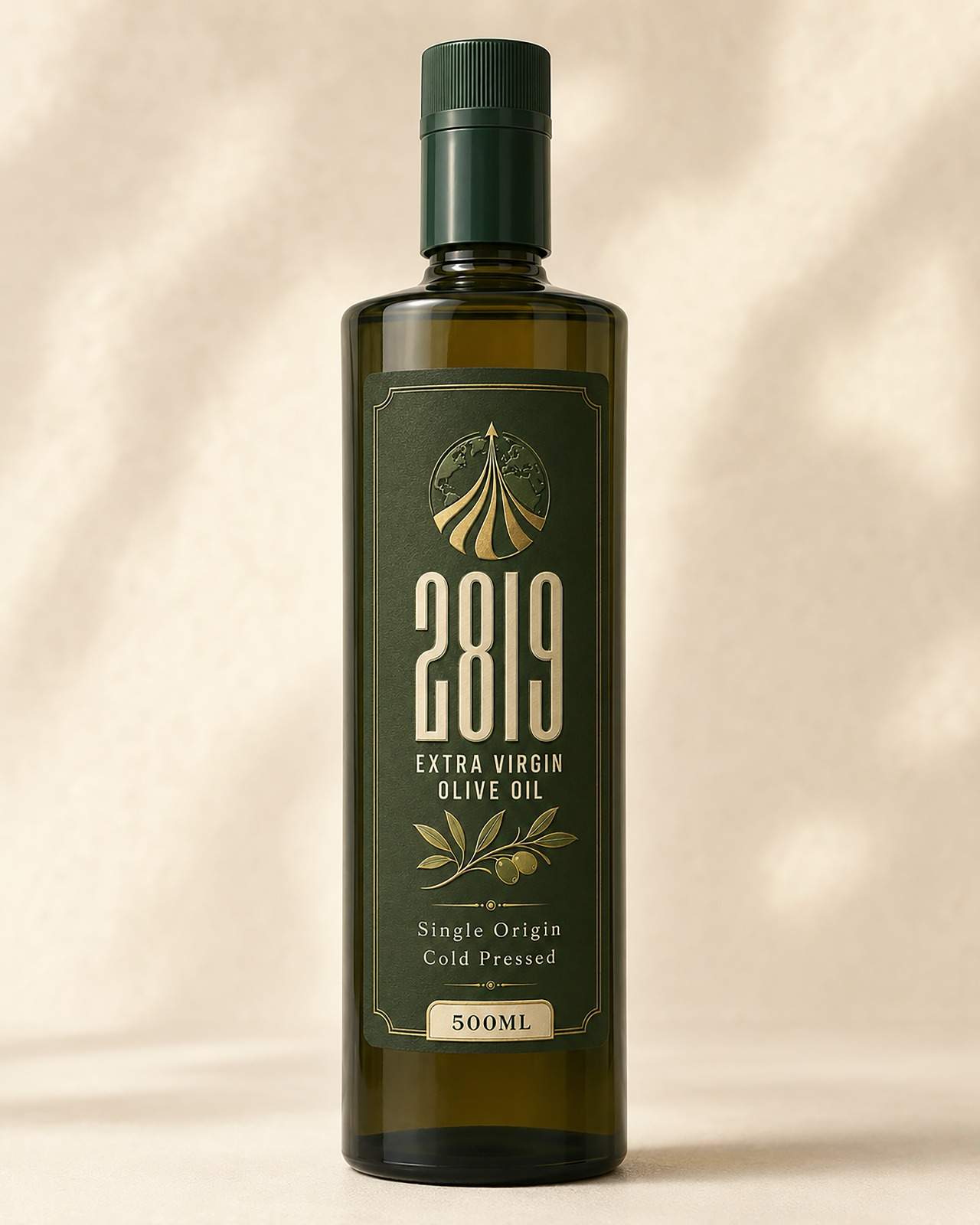 2819 extra virgin olive oil bottle with gold label