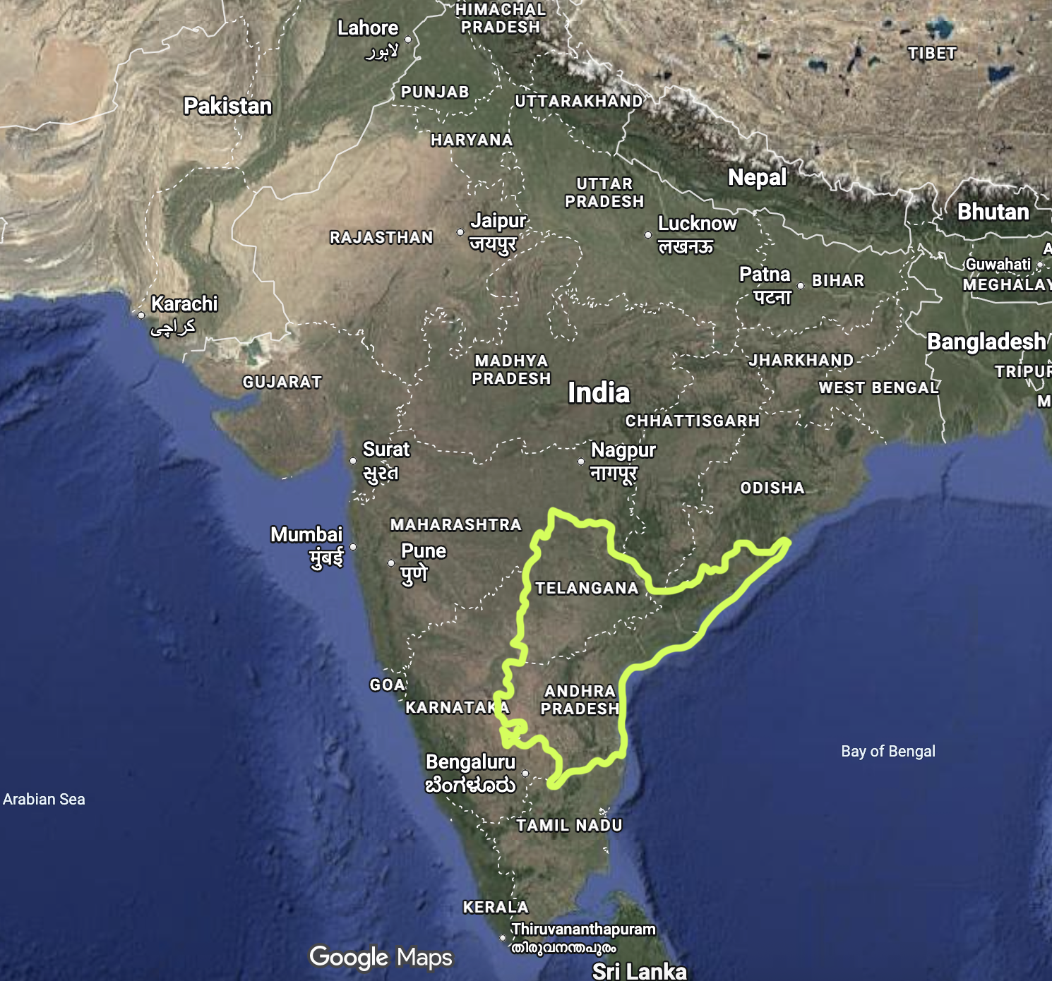 Map of India highlighting ministry regions
