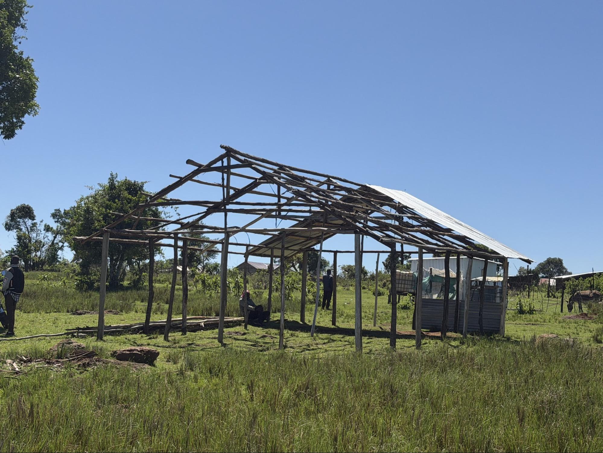 Timber frame of a new church building under construction