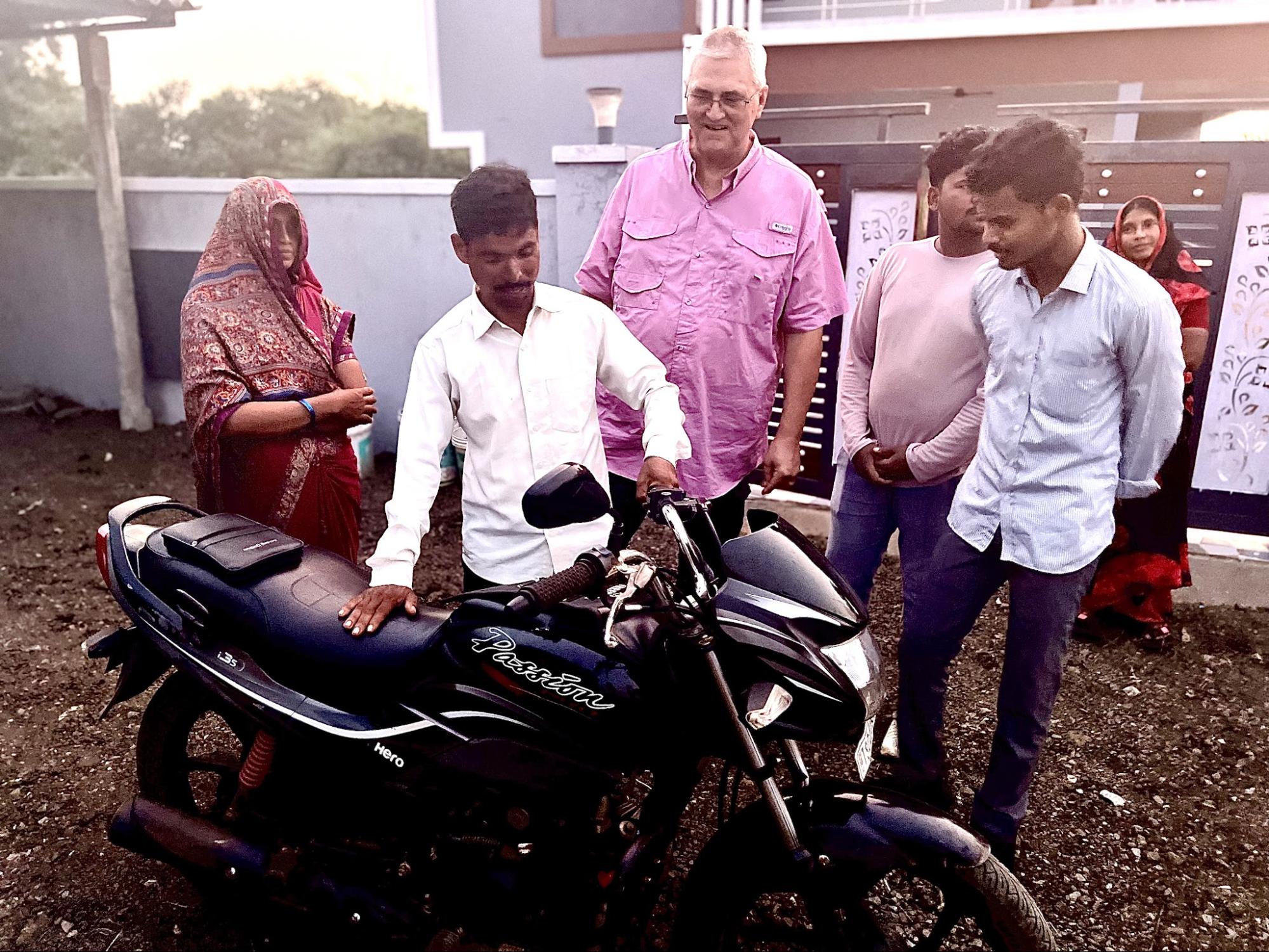 Motorbike presented to a local pastor for ministry travel