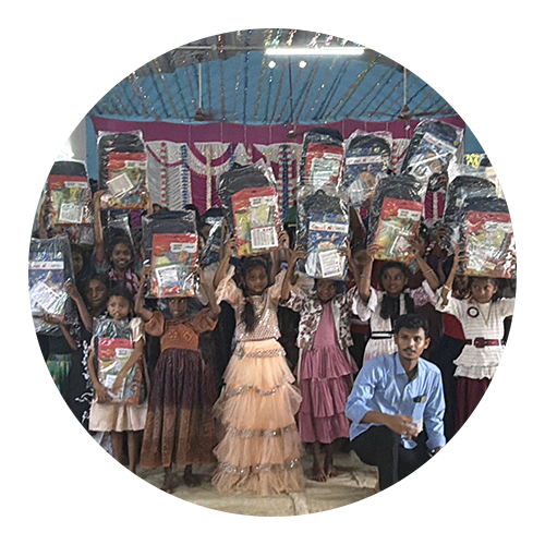 Children receiving supplies